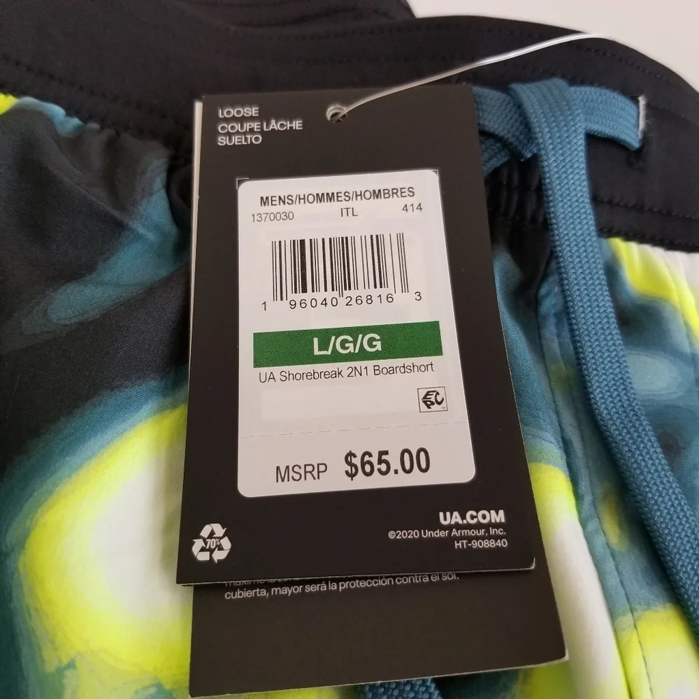 Under Armour Shorebreak 2 N 1 Boardshorts UPF 40 Large NWT